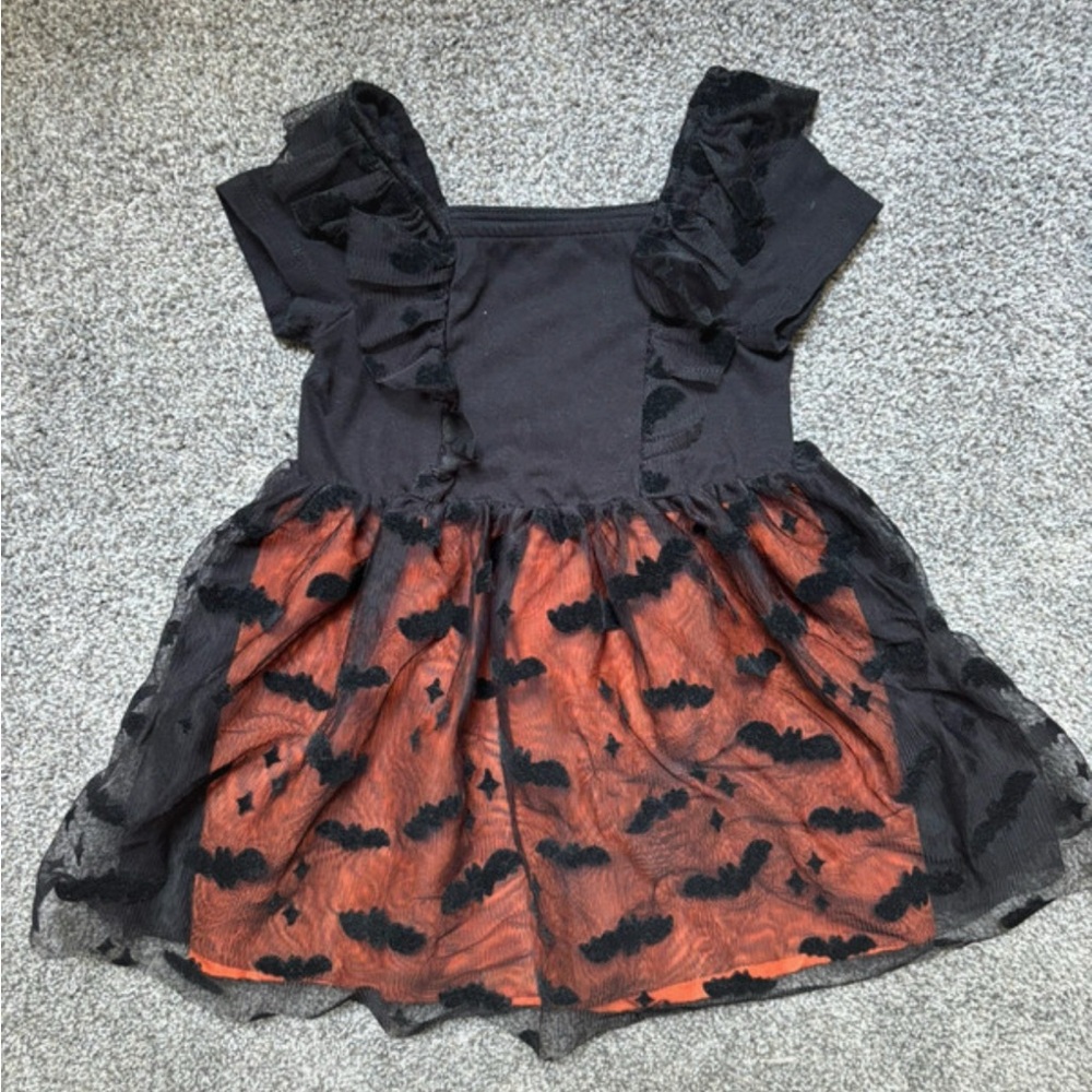 3/$15 Kids Bat Dress - Black and Orange